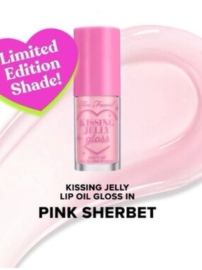 Too Faced Kissing Jelly Gloss Pink Sherbet Juicy Lip Oil/Gloss Limited Edition